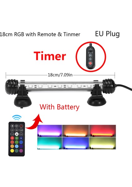 18CM Tam Set Stili Akvaryum Işık Zamanlayıcı LED Su Geçirmez Balık Tankı Işık Sualtı Balık Lambası Akvaryum Dekor Aydınlatma Bitki Lambası cm (Yurt Dışından)