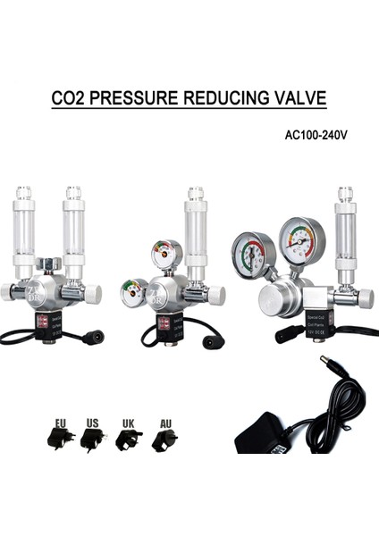 R101 Stili G5-8 Abd Domuzu Wyın Akvaryum Co2 Regülatörü, Balon Sayacı Ince Ayar Valfi ile 360° Dönebilen Co2 Elektromanyetik Basınç Azaltma Ekipmanı (Yurt Dışından)