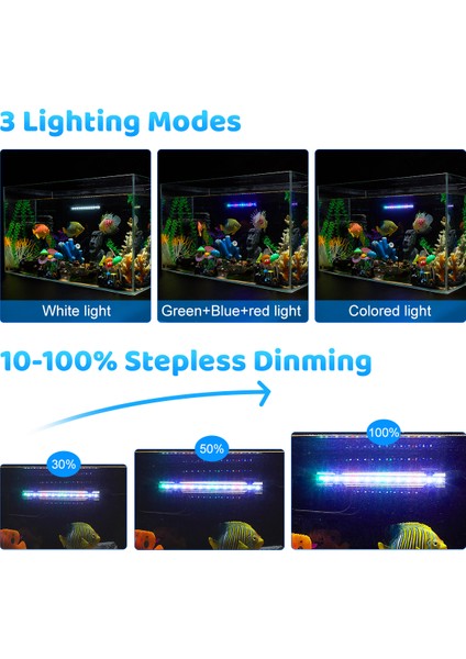Ab Tak 49CM 66LED Stili Akvaryum LED Balık Tankı Işıklandırma 49CM 66 LED Ab Takı Waterproof 3 Renk Modları LED Akvaryum Dimmer Balık Aksesuarları (Yurt Dışından) fırsatları