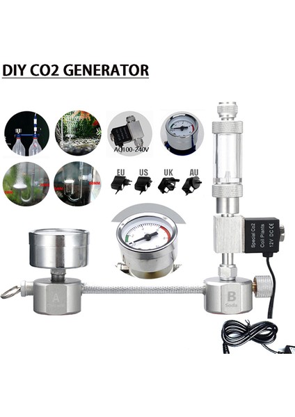 B Tarzı Zrdr Akvaryum Kendin Yap Co2 Üreteci Sistemi Kiti Co2 Üreteci, Kabarcık Sayacı Difüzör ile Solenoid Valf, Bitki Gelişimi Için (Yurt Dışından)