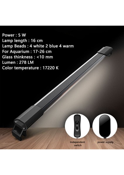 16CM Iki Stant Stili Balık Tankı Işık Su Geçirmez Su Bitkileri Lambası Beyaz Mavi Renk 4 (Yurt Dışından)