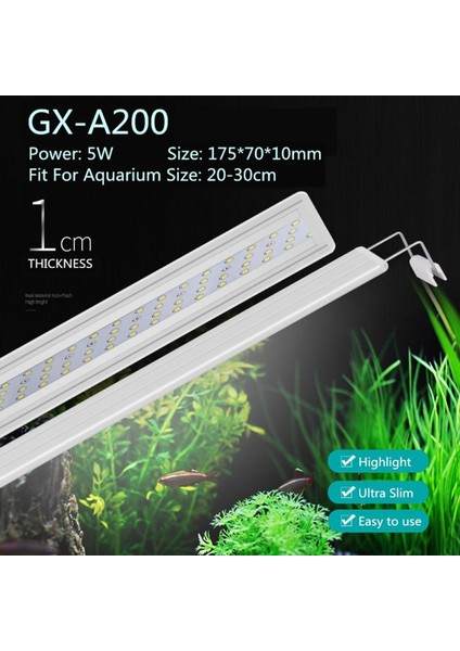 Gx A200 Stili Akvaryum LED Aydınlatma Lambası Bitkili Su Ürünleri Balık Tankı LED Işık Akvaryum Işık Aydınlatma Lambası Dört Sıra Lamba Boncukları (Yurt Dışından)