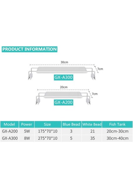 Gx A200 Stili Akvaryum LED Aydınlatma Lambası Bitkili Su Ürünleri Balık Tankı LED Işık Akvaryum Işık Aydınlatma Lambası Dört Sıra Lamba Boncukları (Yurt Dışından) indirimleri