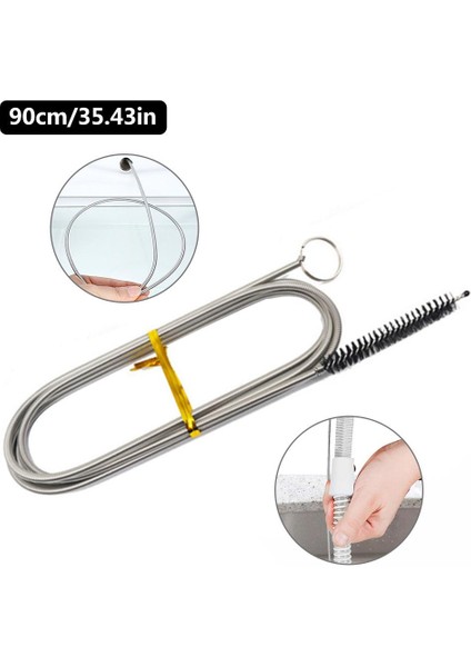 90CM Tarzı Mutfak Lavabo Borusu Temizleme Fırçası Paslanmaz Çelik Buzdolabı Drenaj Fırçası Hortum Temizleme Fırçası Aracı (Yurt Dışından)