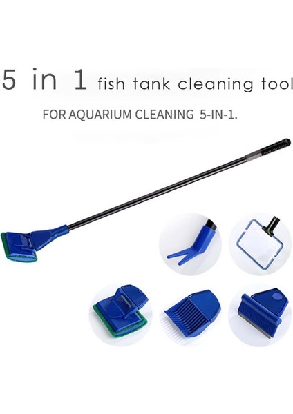 Mavi Stil 5'li Akvaryum Tankı Temizleme Araçları Seti Balık Ağı Cam Temizleyici Kum Tarama Yosun Kazıyıcı Ot Çatalı Sünger Fırça (Yurt Dışından) fırsatları