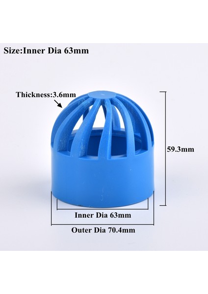 Iç Çap 63MM Stili 3 Parça Pvc Nefes Alabilen Kepçe Akvaryum Balık Tankı Geçirgen Ekran Yuvarlak Hava Kanalı Havalandırma Kapağı Su Borusu Bağlantı Parçaları (Yurt Dışından)