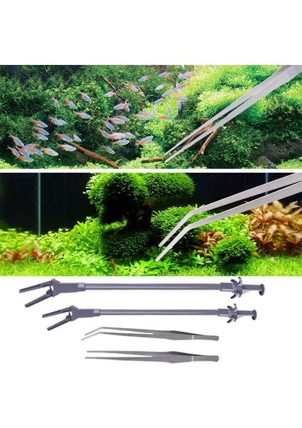 37CM Düz Klips Stili M Beden 27 cm Akvaryum Canlı Tank Düz Eğri Bitki Cımbız Uzun Maşa Bitki Karides Mercan Paslanmaz Çelik Cımbız (Yurt Dışından) modelleri