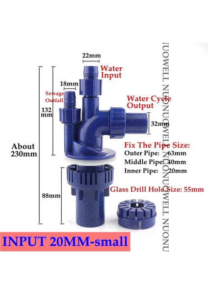 Giriş 20 Mm-Küçük Stil 3 Çeşit 4 Yollu Taşma Boru Bağlantı Parçası - Akvaryum Balık Tankı Alt Filtre Boru Bağlantı Aparatı Sucul Evcil Hayvanlar Temizlik Araçları (Yurt Dışından)
