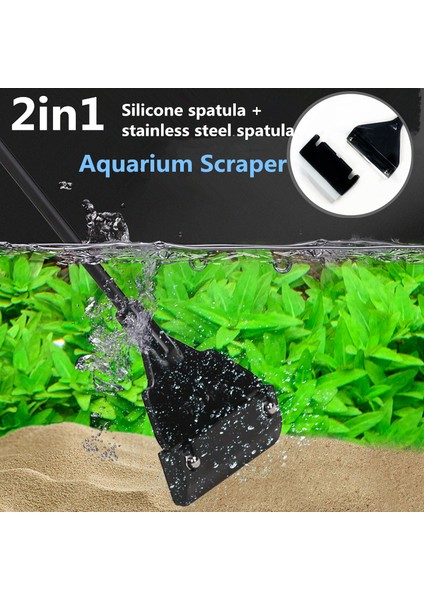 A-420MM (2in1) Stili Paslanmaz Çelik Akvaryum Yosun Temizleyici Balık Tankı Silikon Temizleyici Bıçak Sucul Bitki Ot Temizleme Aracı Kiti (Yurt Dışından) fiyatları