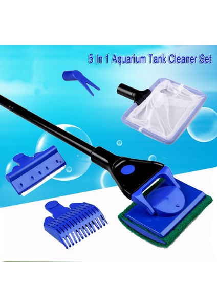 Resim Stili Olarak 5 Için 1 Akvaryum Tankı Temizleyici Set Balık Ağı Çakıl Tırmığı Yosun Temizleyici Çim Çatal Sünger Fırça Cam Akvaryum Temizleme Araçları (Yurt Dışından) fiyatları