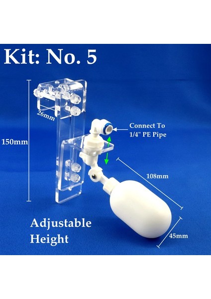 Kit No.5 Stili Akvaryum Su Seviye Kontrol Cihazı Otomatik Su Doldurma Yüzen Top Valf Balığı Tankı Akrilik Nemlendirme Cihazı Kiti (Yurt Dışından)