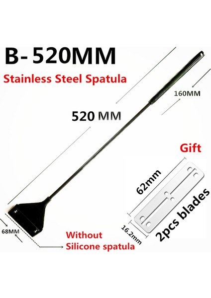 B-520MM Stili Paslanmaz Çelik Akvaryum Yosun Temizleyici Balık Tankı Silikon Temizleyici Bıçak Sucul Bitki Ot Temizleme Aracı Kiti (Yurt Dışından)