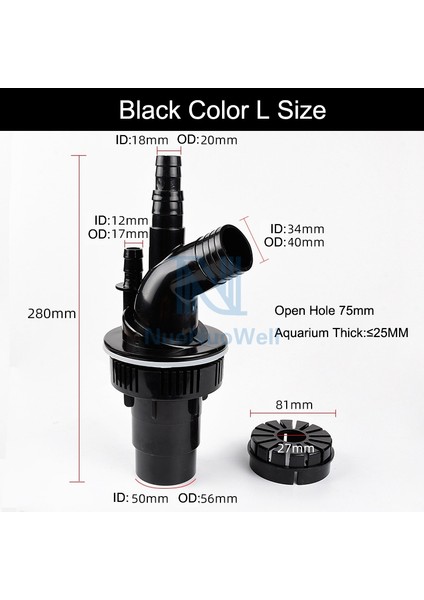 L Beden Siyah Stil Nuonuo Üçlü Taşma Boru Bağlantıları Akvaryum Dip Filtresi Drenaj Bağlantı Çıkışı Mevcut (Yurt Dışından)