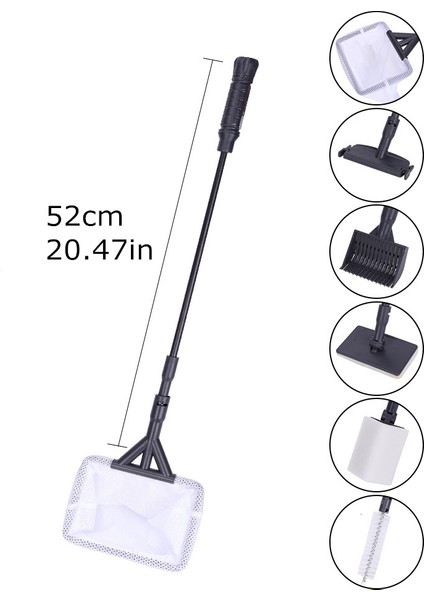 52 cm Geri Çekilemez Stil Akvaryum Temizleme Araçları Seti Balık Tankı Ağ Kum Tırmığı Yosun Kazıyıcı Çatal Sünger Fırça Cam Temizleyici (Yurt Dışından)