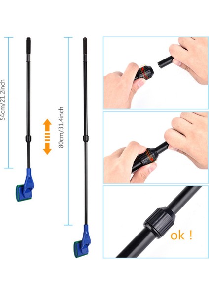 5'i 1 Arada (80CM) Stil Tek Boyut 2020 Yeni Gelen Akvaryum Temizleme Araçları Ağ Balık Çakıl Tırmalayıcı Yosun Sünger Çatal Fırça Cam Temizleme Aracı (Yurt Dışından) modelleri