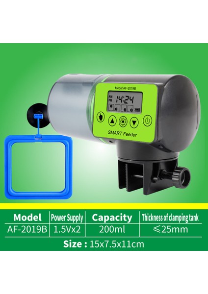 2019B Kare Yüzük Stili Ayarlanabilir Akıllı Otomatik Balık Yem Otomatı LCD Ekran Zamanlayıcı ile Akvaryum Aksesuarları Der (Yurt Dışından)