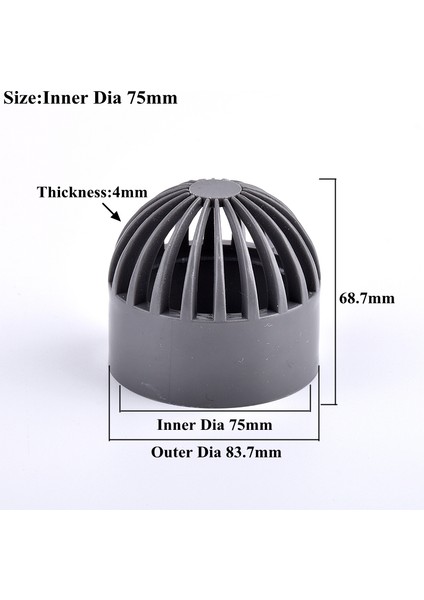 Iç Çap 75MM Stili 3 Parça 1~3 Adet Gri 20~ Pvc Nefes Alabilen Kapağı Hava Kanalı Havalandırma Kapak Akvaryum Balık Tankı Geçirgen Ekran Filtre Ekranı Boru Bağlayıcı (Yurt Dışından)