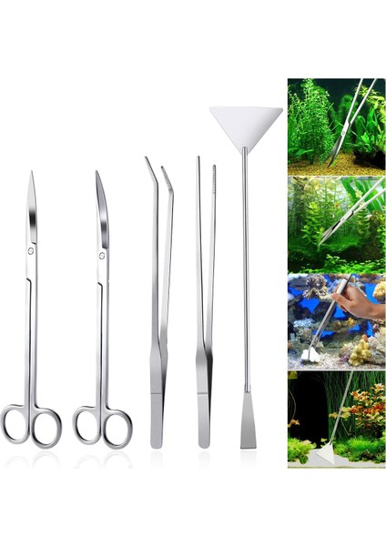 Parlayan Dalgalar Stili Akvaryum Araçları Kiti Paslanmaz Çelik Balık Tankı Su Bitkisi Cımbızı Veya Spatula Setleri Temizlik Aracı Için Balık Tankı (Yurt Dışından) modelleri