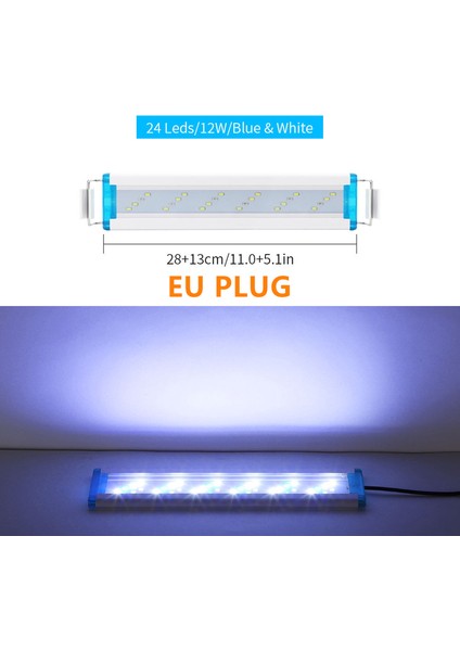 28CM Ab Fiş Stili Nıcrew Ince Akvaryum LED Lamba Klips Lambası Akvaryum Beyaz Mavi LED Aydınlatma Su Geçirmez Parlak Balık Tankı Bitki Büyüme Lambası cm (Yurt Dışından)