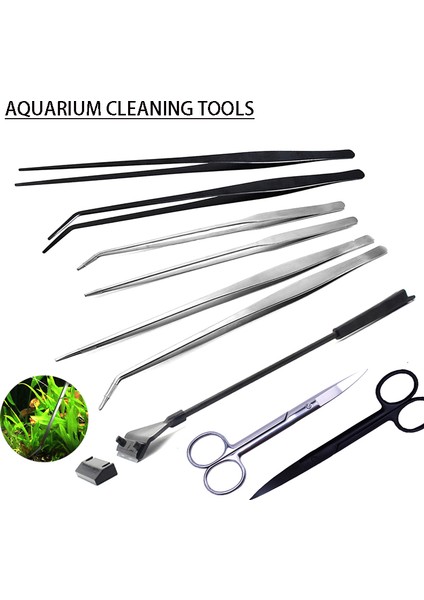 B-01 Stili Balık Tankı Temizleme Araçları Paslanmaz Çelik Düz ve Eğri Cımbız Serisi Cam Yosun Temizleyici Akvaryum Temizlik Malzemeleri (Yurt Dışından) fiyatları