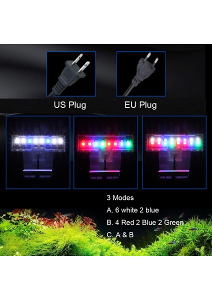 M180-W Ab Fiş Stili Ayarlanaılabilir 3 Modlu LED Akvaryum Işıkları 5W 10W Taze Su Bitkileri Büyüme Işığı Suya Dayanıklı Kelepçeli Lamba Balık Tankı Için (Yurt Dışından)