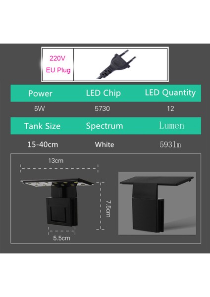 X3 Eu-Fiş Stili Süper Ince Akvaryum LED Aydınlatma Clip On Çift Lambalı Taze Su Bitkileri Büyüme Işığı LED Akvaryum Nano Balık Tankları Için (Yurt Dışından)