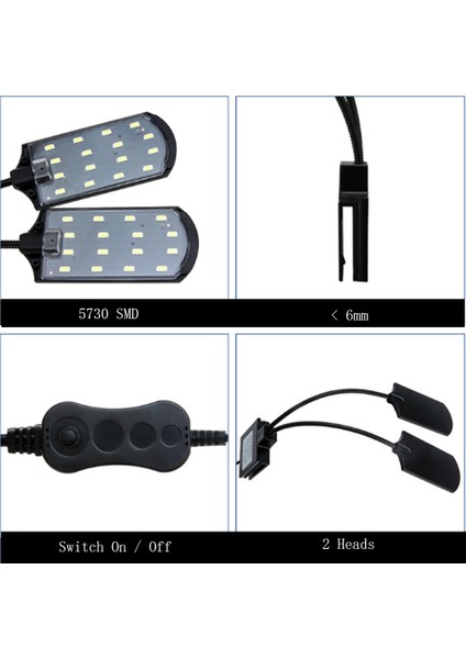 X3 Eu-Fiş Stili Süper Ince Akvaryum LED Aydınlatma Clip On Çift Lambalı Taze Su Bitkileri Büyüme Işığı LED Akvaryum Nano Balık Tankları Için (Yurt Dışından)