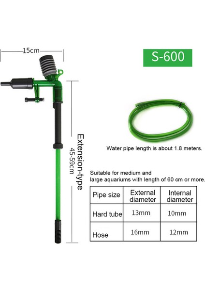 S-600 Stili Güçlü Emişli Filtre Temizleyici Akvaryum Sifon Filtre Temizleyici Yüksek Su Değiştirici Manuel Pompa Boru Balık Tankı Için (Yurt Dışından)