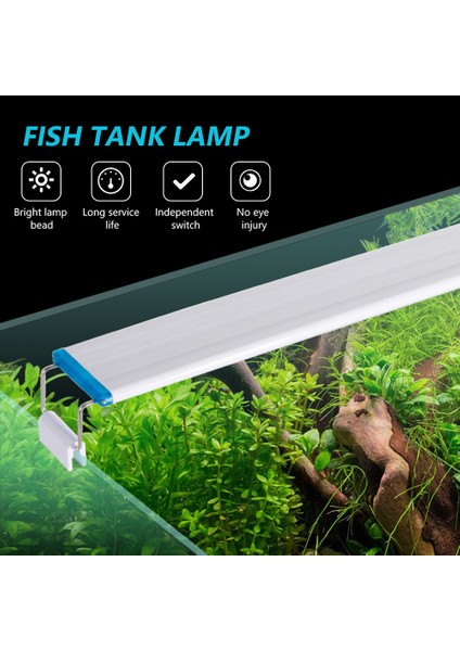 Ab FIŞI-58CM Tarzı Su Geçirmez Akvaryum Ince Aydınlatma Ayarlanabilir Kullanım Avrupa Fişi Akvaryum Lambası LED Dekor Beyaz Mavi Aydınlatma Bitki Lambası Ac (Yurt Dışından)
