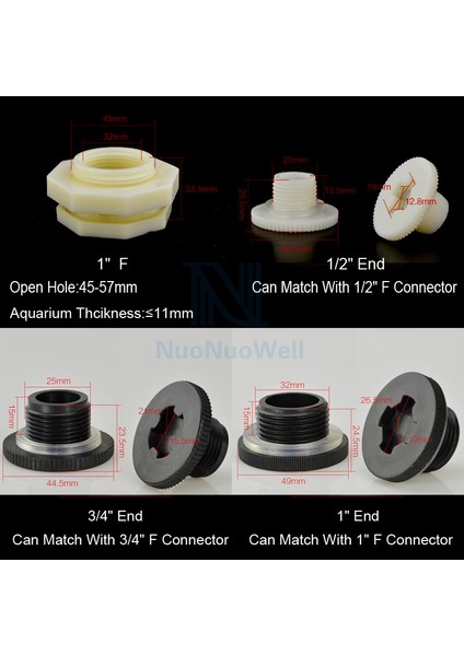 D Stili Nuonuowell Suyu Tankı Abs Hidrolik Boru Birleşimleri Balık Tankı Akvaryum Giriş Çıkış Adaptörü Uç Kapağı Sızdırmazlık (Yurt Dışından) indirimleri