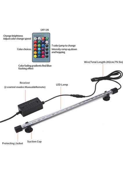 SZD-Q40CF Stili Rgb Akvaryum Lambası cm Uzaktan Kumandalı Dalış Lambası Renkli Lamba Bitkiler Için Balık Tankı Gerekli Amfibi Kullanım (Yurt Dışından)