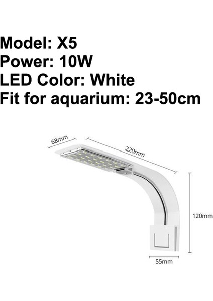 X5 Beyaz A Stili Nıcrew LED Akvaryum Lambası Balık Tankı Klipsli LED Bitki Yetiştirme Aydınlatma Su Ürünleri Akvaryum Lambaları Su Geçirmez 220V Ab Fişi (Yurt Dışından)