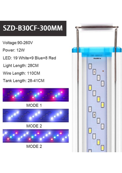 300 Renk Değiştiren Stil Akvaryum LED Işık Balık Tankı Süs Peyzaj Sucul Bitkiler LED Işık Genişletilebilir cm Su Geçirmez Klipsli Işık (Yurt Dışından)