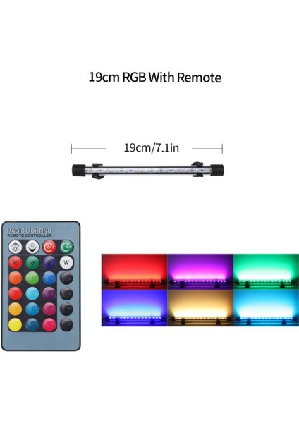 BOYUT-19CM Tarzı 1 Adet Rgb LED Akvaryum Işığı Bitki Balık Tankı Lamba Su Geçirmez Dalgıç LED Işıklar Akvaryum Dekorasyonu (Yurt Dışından)