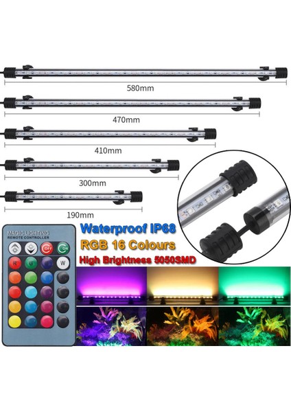 BOYUT-19CM Tarzı 1 Adet Rgb LED Akvaryum Işığı Bitki Balık Tankı Lamba Su Geçirmez Dalgıç LED Işıklar Akvaryum Dekorasyonu (Yurt Dışından)