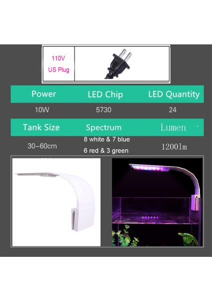 M280-W Abd Fiş Stili Ayarlanaılabilir 3 Modlu LED Akvaryum Işıkları 5W 10W Taze Su Bitkileri Büyüme Işığı Suya Dayanıklı Kelepçeli Lamba Balık Tankı Için (Yurt Dışından)