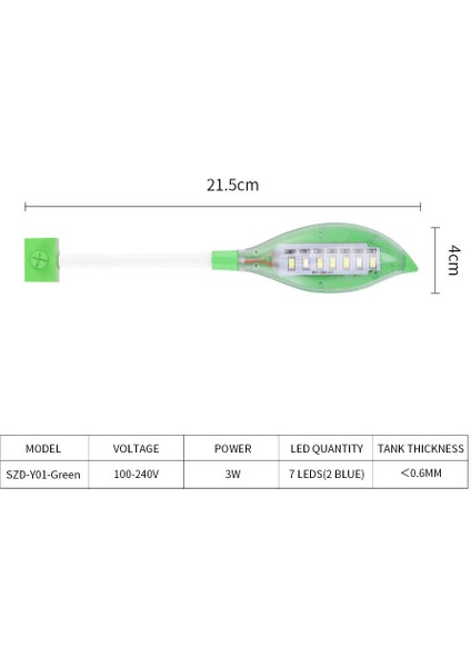 Y01-YEŞIL Stil Ince LED Akvaryum Işıkları Akvaryum Lambası Manyetik Sabitleme Parlak Kelepçe USB 360 Derece Dönebilen 3W Bitki Yetiştirme Balık Tankı Aydınlatma (Yurt Dışından)