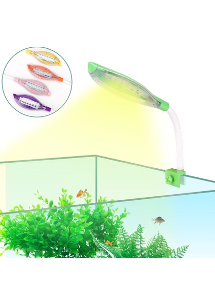 Y01-YEŞIL Stil Ince LED Akvaryum Işıkları Akvaryum Lambası Manyetik Sabitleme Parlak Kelepçe USB 360 Derece Dönebilen 3W Bitki Yetiştirme Balık Tankı Aydınlatma (Yurt Dışından) modelleri
