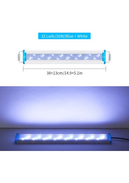 SZD-B40BW 38CM-AB Stili cm Genişletilebilir Süper Ince Akvaryum Bitki Lambası Sulama Bitki Peyzaj Büyüme Aydınlatma Parlak LED Lamba Klipsi (Yurt Dışından)
