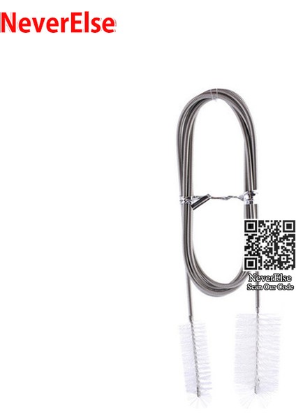 Beyaz Stil 155CM Akvaryum Temizleme Fırçası Paslanmaz Çelik Esnek Eğimli Boru 2x Fırça Su Hava Tüpü Boru Hortum Temizleyici Balık Tankı Aksesuarları (Yurt Dışından)