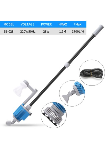 EB-028-B Stili Au Fişi Elektrikli Akvaryum Su Değişim Pompası Temizlik Araçları Balık Tankı Su Değiştirici Çakıl Temizleyici Sifon Filtre Pompası (Yurt Dışından)
