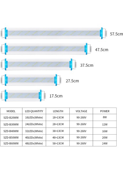48 cm 3 Renk Stili Balık Tankı Peyzaj Lambası Ultra Ince Balık Tankı LED Lamba Akvaryum Lambası Saf Beyaz Işık Aydınlatma Lambası Askı Lambası (Yurt Dışından) indirimleri