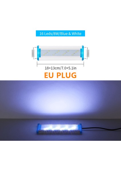 18CM Ab Fiş Stili Nıcrew Ince Akvaryum LED Lamba Klips Lambası Akvaryum Beyaz Mavi LED Aydınlatma Su Geçirmez Parlak Balık Tankı Bitki Büyüme Lambası cm (Yurt Dışından)