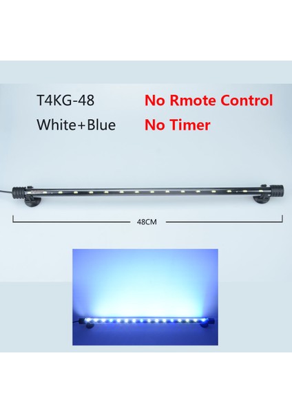 48CM Mavi Beyaz Stil Akvaryum Işık Zamanlayıcı LED Su Geçirmez Balık Tankı Işık Sualtı Balık Lambası Akvaryum Dekor Aydınlatma Bitki Lambası cm (Yurt Dışından)