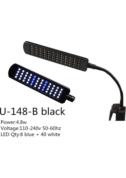 U-148B Siyah Stil Akvaryum Işıklı Bitkiler Yetiştirme Clip-On LED Akvaryum Lambası Mercan Resifi Balık ile Eu Fişi ile Balık Tankı Süs Işıklandırma (Yurt Dışından)