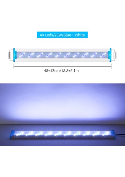 SZD-B50BW 48CM-AB Stili cm Genişletilebilir Süper Ince Akvaryum Bitki Lambası Sulama Bitki Peyzaj Büyüme Aydınlatma Parlak LED Lamba Klipsi (Yurt Dışından)