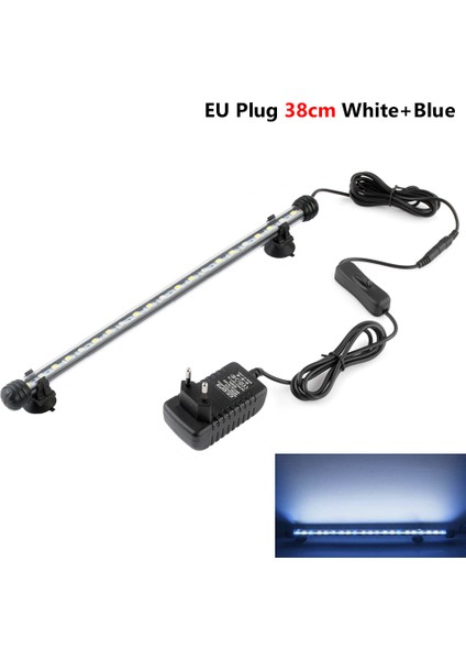 38CM Mavi ve Beyaz Tarzı Sualtı Balık Lambası cm Akvaryumlar Ab Fiş 220V LED Su Geçirmez Balık Tankı Işık Dekorasyon Aydınlatma Bitki Ab Güç Kontrolü (Yurt Dışından)