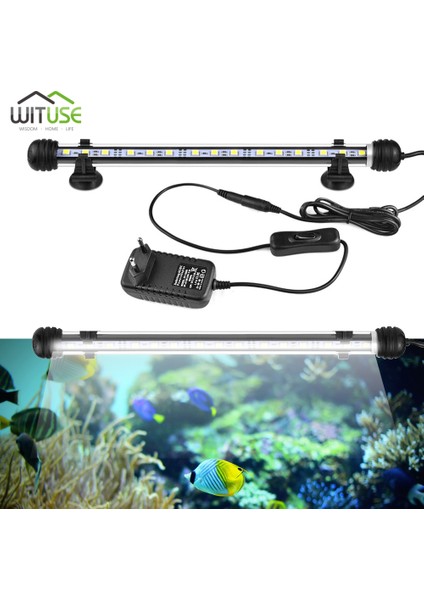 38CM Mavi ve Beyaz Tarzı Sualtı Balık Lambası cm Akvaryumlar Ab Fiş 220V LED Su Geçirmez Balık Tankı Işık Dekorasyon Aydınlatma Bitki Ab Güç Kontrolü (Yurt Dışından) fiyatları