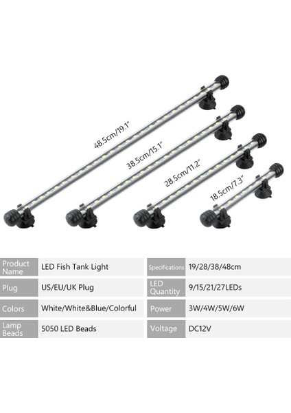 38CM Mavi ve Beyaz Tarzı Sualtı Balık Lambası cm Akvaryumlar Ab Fiş 220V LED Su Geçirmez Balık Tankı Işık Dekorasyon Aydınlatma Bitki Ab Güç Kontrolü (Yurt Dışından) modelleri