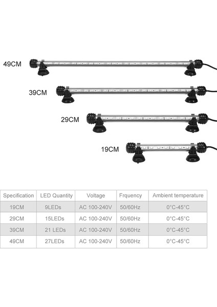 49CM Beyaz Stil Akvaryum Işığı LED Su Geçirmez Balık Tankı Işık Sualtı Balık Lambası Akvaryum Dekorasyon Aydınlatma Bitki Lambası cm 220V Ab Güç (Yurt Dışından) indirimleri